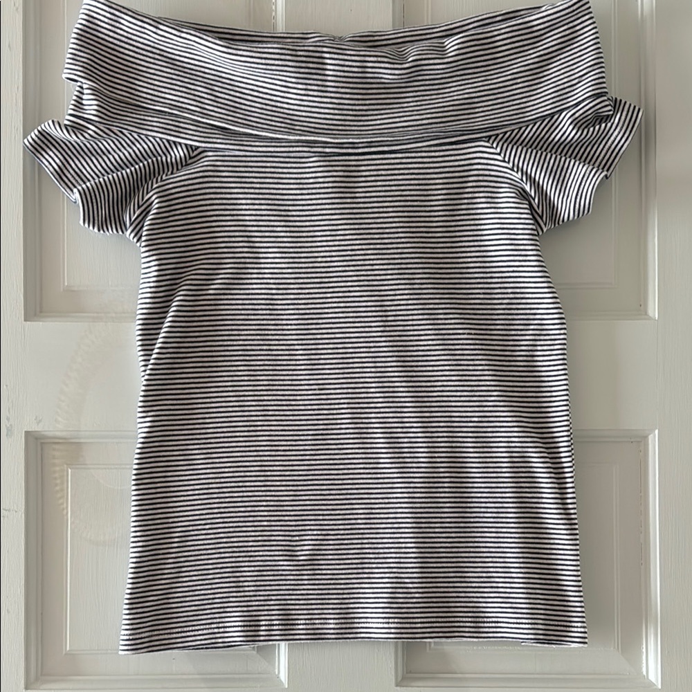 J. Crew Striped Long-Sleeve Off-The-Shoulder Top